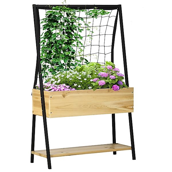 Outsunny Hochbeet mit Rankgitter, Blumenkasten (Gemüsebeet, günstig online kaufen