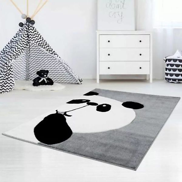 carpet city® Kinderteppich Tier-Motiv Panda Grau - 3D-Effekt - Teppich Kind günstig online kaufen