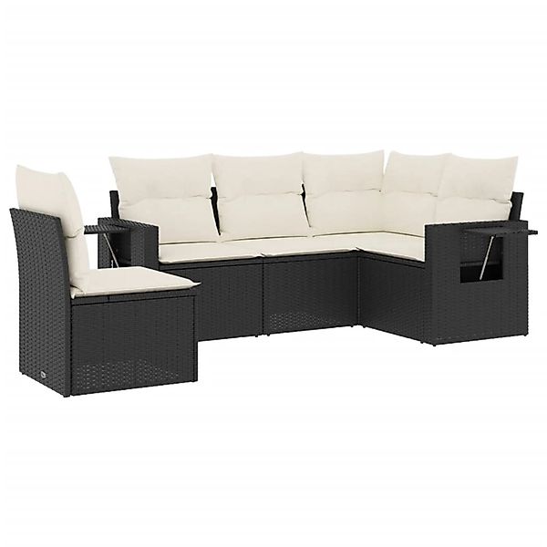 vidaXL 5-Tlg Garten-Sofagarnitur mit Kissen Schwarz Poly Rattan 3220165 günstig online kaufen