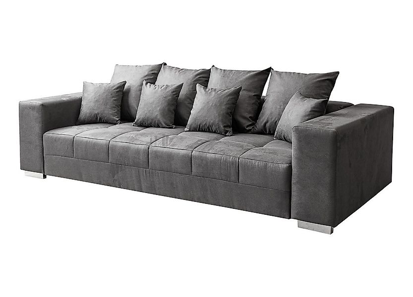 Massivart® Big-Sofa Big-Sofa Vintage Stoff grau 254 cm / Nosagfederung / 4- günstig online kaufen