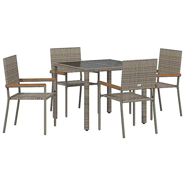 vidaXL Garten Essgruppe 5-Tlg Grau Poly-Rattan 3365388 günstig online kaufen