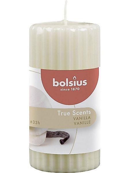Bolsius Duftkerze Bolsius Duft Stumpenkerze geriffelt Vanille weiß günstig online kaufen