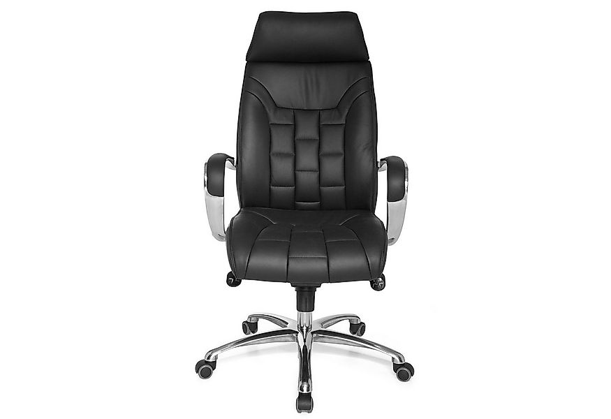 FINEBUY Chefsessel XXL Echtleder schwarz Drehstuhl Bürostuhl bis 120KG (Sch günstig online kaufen