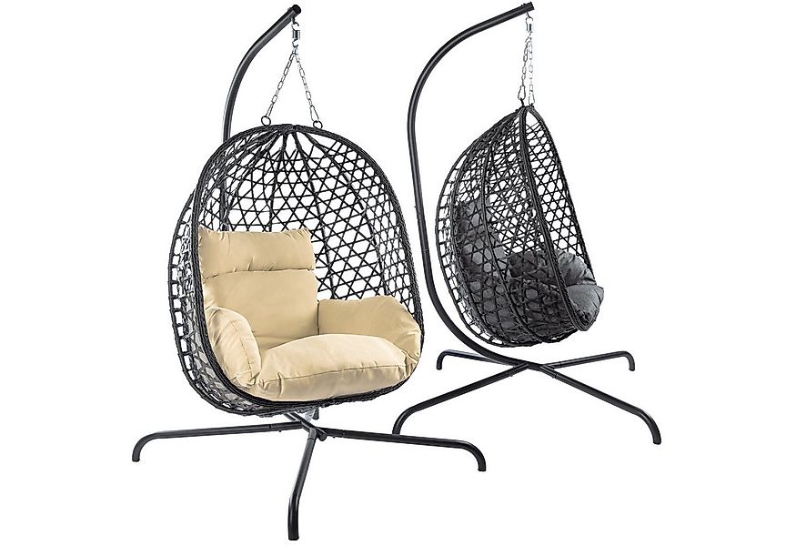 Goods+Gadgets Hängestuhl Polyrattan Hängestuhl mit Gestell und Kissen–Komfo günstig online kaufen
