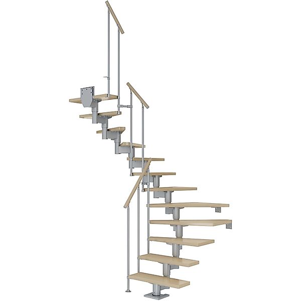 Dolle Mittelholmtreppe Cork Ahorn Perlgrau GH b. 315 cm 1/2 Gewendelt 75 cm günstig online kaufen