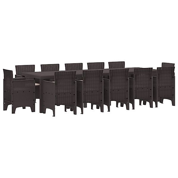 vidaXL 13-Teiliges Garten Essset mit Kissen Braun Poly-Rattan 3378618 günstig online kaufen