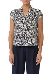 s.Oliver BLACK LABEL Kurzarmbluse mit All-Over günstig online kaufen