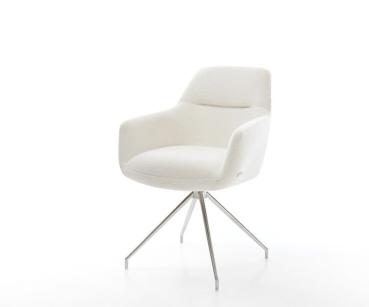 Esszimmerstuhl Pejo-Flex Bouclé Soft Beige Kreuzgestell konisch Edelstahl T günstig online kaufen