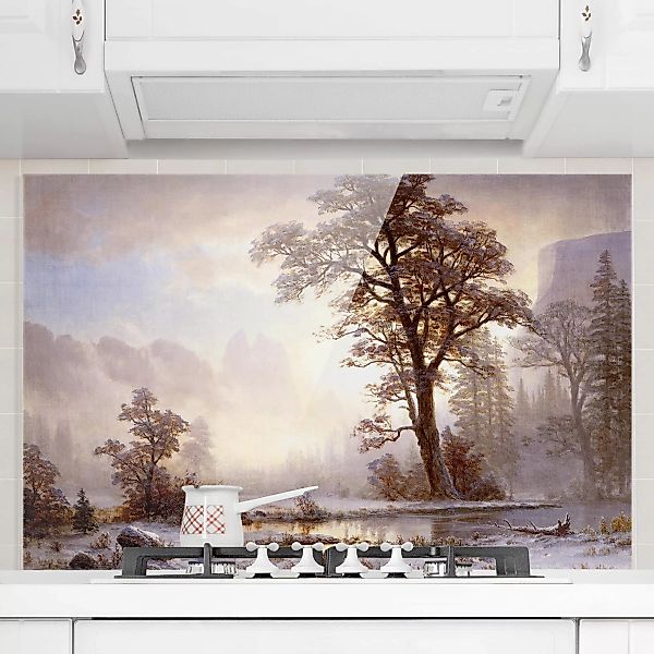 Glas Spritzschutz Kunstdruck - Querformat 3:2 Albert Bierstadt - Yosemite V günstig online kaufen