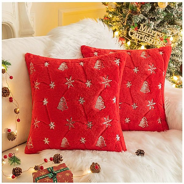 Qelus Kissenbezüge Kissenbezug Weihnachtsbaum Schneeflocke Bestickt günstig online kaufen