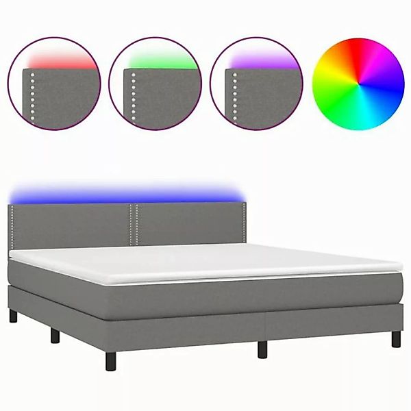 vidaXL Boxspringbett Boxspringbett mit Matratze LED Dunkelgrau 180x200 cm S günstig online kaufen