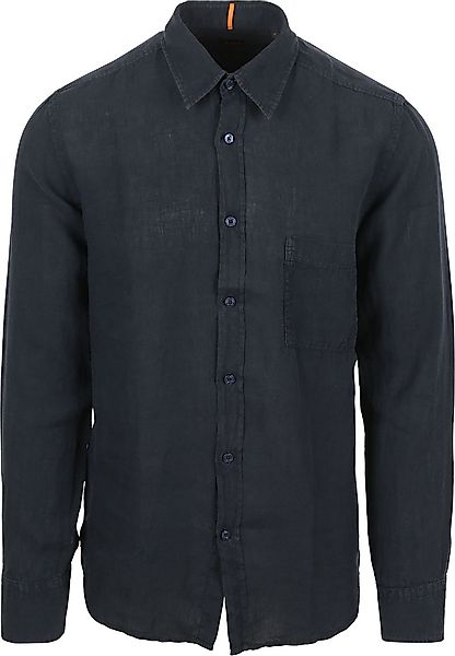 BOSS Relegant Hemd Leinen Navy - Größe M günstig online kaufen