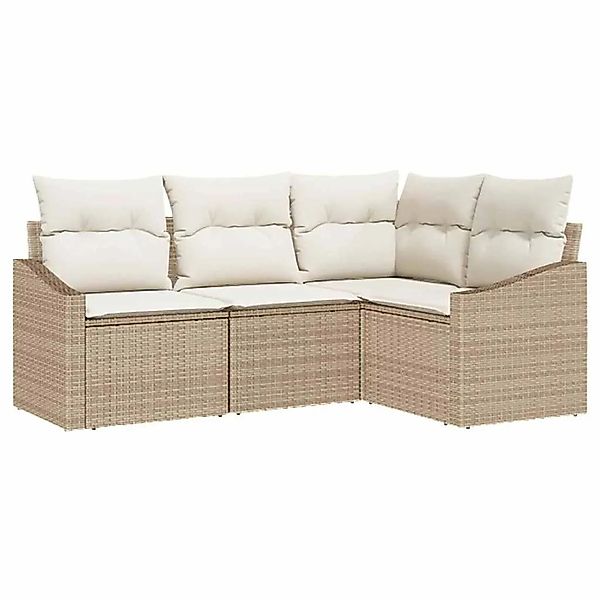 vidaXL Gartensofa-set mit Kissen 4-Tlg Beige und Weiß Poly-Rattan 3355370 günstig online kaufen