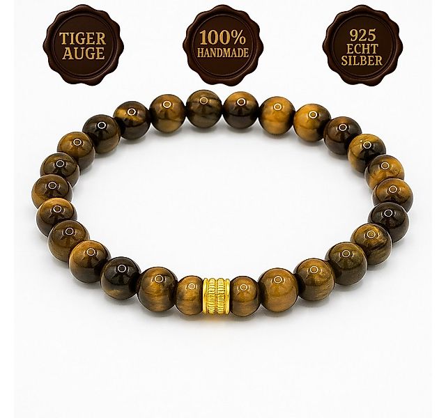 M-Punkt24 Armband Armbänder (Tigerauge, Echt Silber, Klasse A, 6mm, 50mm Du günstig online kaufen