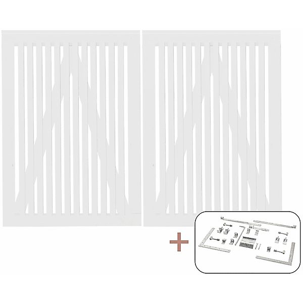 Doppeltor Sendai Nadelholz Weiß 200 cm x 140 cm günstig online kaufen