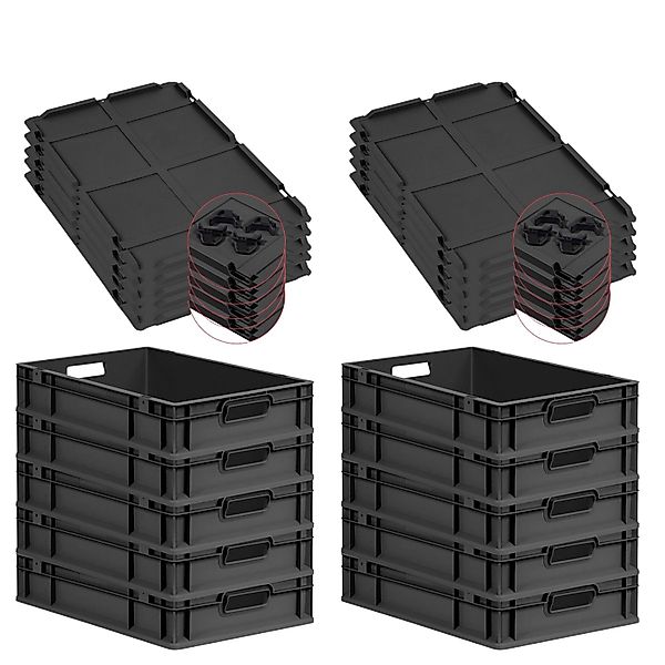 PROREGAL SparSet 10x Eurobox Nextgen Grip Mit Auflagedeckel Und Schwarzen V günstig online kaufen