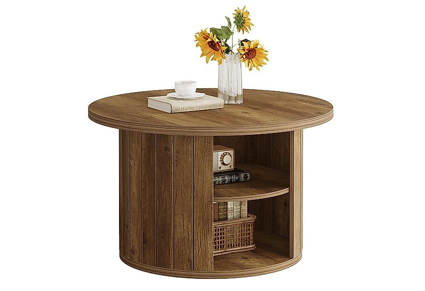 Tribesigns Couchtisch Runde 80cm Industrial 2-Tier-Kreis Wohnzimmertisch mi günstig online kaufen