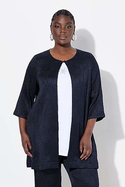 Ulla Popken Blusenjacke Blusenjacke A-Linie Rundhals günstig online kaufen