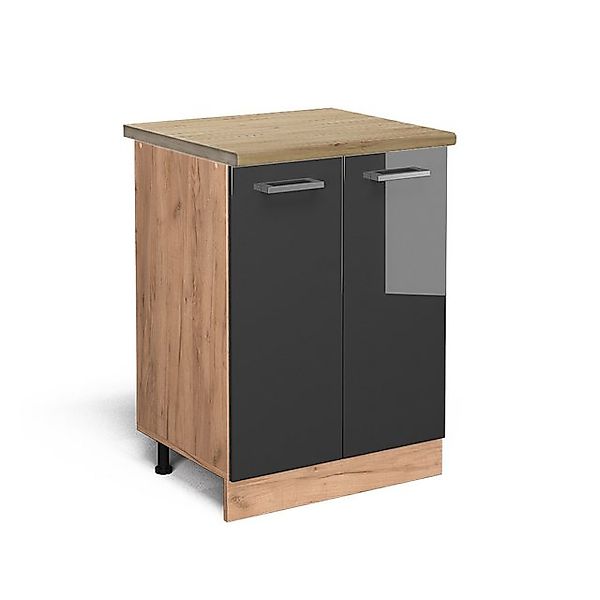 Vicco Küchenunterschrank R-Line Anthrazit Hochglanz/Goldkraft Eiche 60 cm A günstig online kaufen