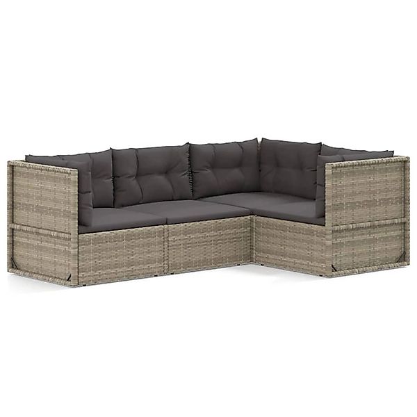 vidaXL 4-tlg Garten-Lounge-Set mit Kissen Grau Poly Rattan Modell 30 günstig online kaufen