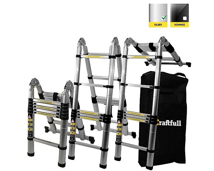 Craftfull Teleskopleiter Klappleiter CF-102A - 3 J. Garantie - 3.2 - 5.6 m günstig online kaufen
