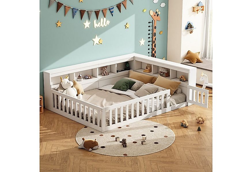 Flieks Holzbett, Kinderbett Daybett 140x200cm mit Stauraum, Aufladen und Ge günstig online kaufen