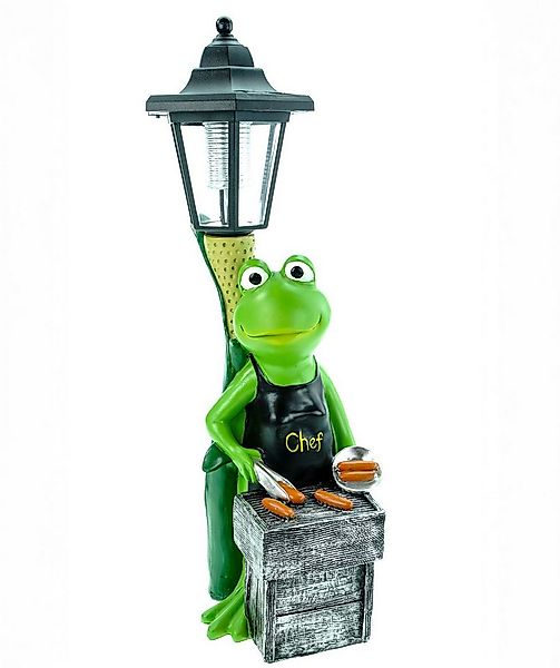 Kremers Schatzkiste Gartenfigur XXL Frosch Grillmeister LED Solarlaterne 42 günstig online kaufen