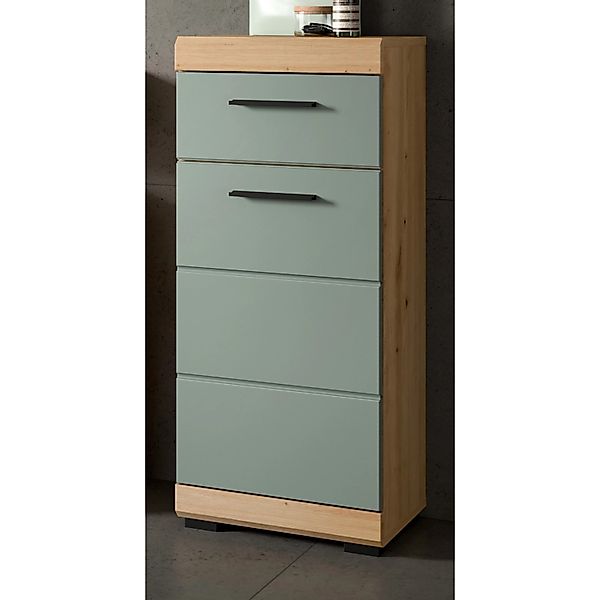 Inn.Furn Badezimmer Kommode in Grün und Eiche 37 x 88 cm Shawn günstig online kaufen