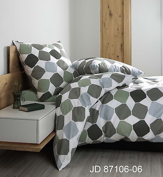 Janine Janine Mako-Satin Bettwäsche J. D. 87106 grün Größe:  155x220 cm + 8 günstig online kaufen