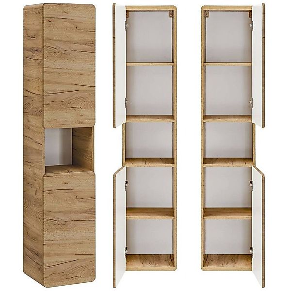 Lomadox Hochschrank LUTON-56-CRAFT Badmöbel, Wotan Eiche günstig online kaufen