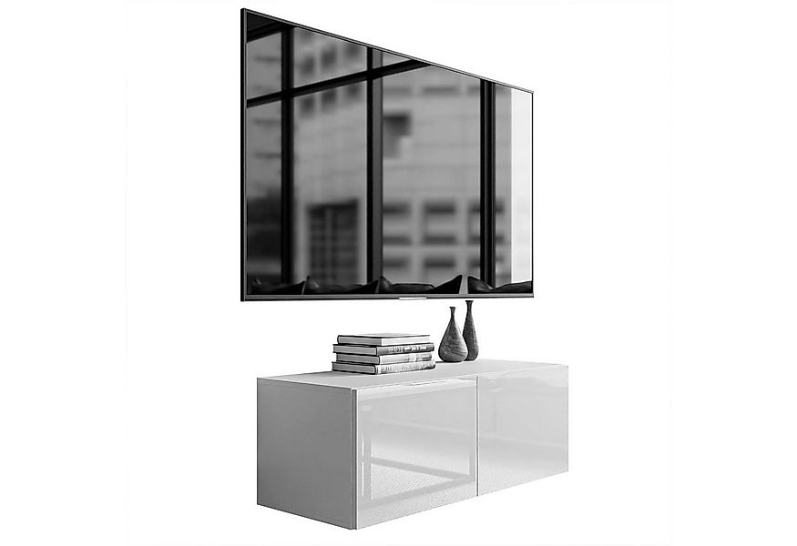Lookway Lowboard COLGANTE 100cm in weiß Hochglanz TV-Schrank mit LED Beleuc günstig online kaufen