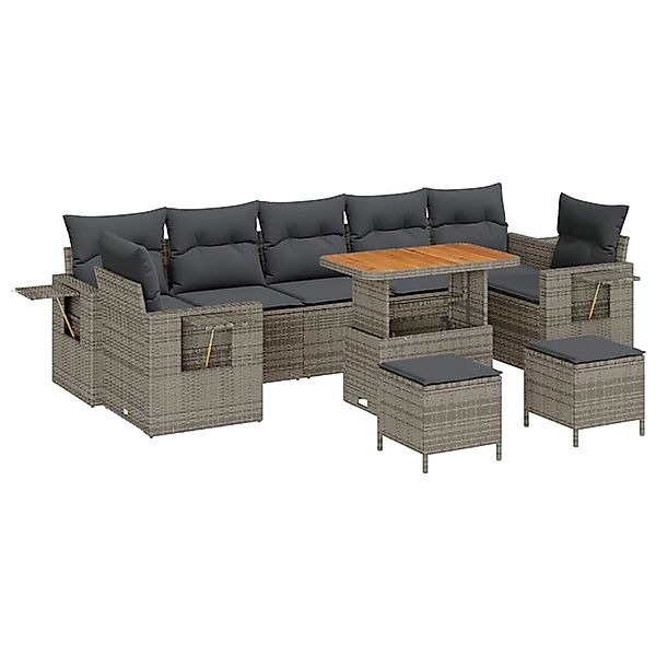 vidaXL Garten-Sofa-Set 10-Tlg Grau Poly Rattan 3361733 günstig online kaufen