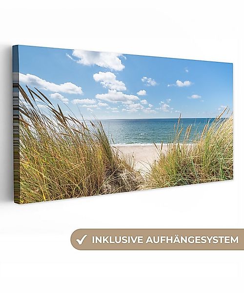 OneMillionCanvasses® Leinwandbild Panorama Düne - Gras - Meer - Strand, Fot günstig online kaufen