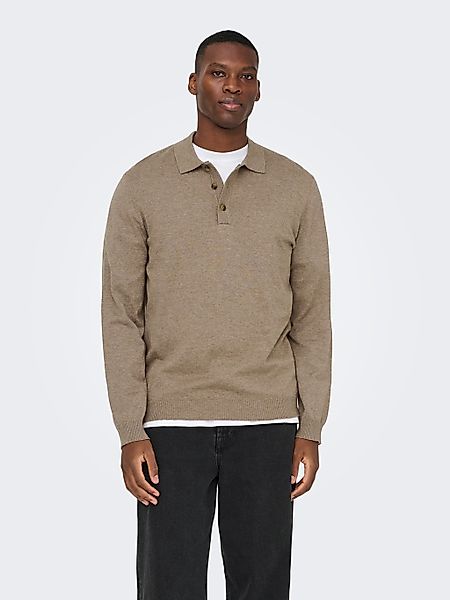 ONLY & SONS Polokragenpullover "ONSLOUI REG 12 LS MEL POLO KNIT" günstig online kaufen