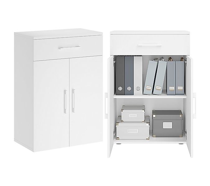Bellamio Mehrzweckschrank Apol 88 cm hoch (2 Fächer & 1 Schublade, Weiß) Bü günstig online kaufen