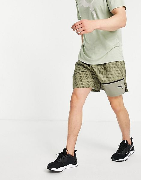 Puma Training – Shorts mit durchgehendem Muster in Grau günstig online kaufen