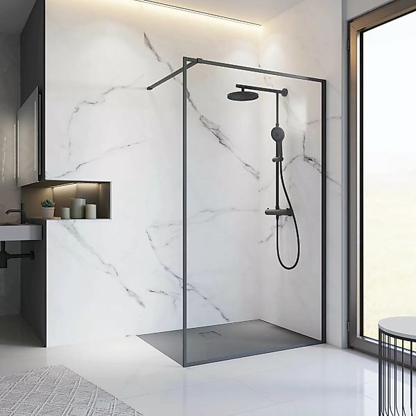 Schulte Duschwand Walk In Trend 2.0 Mattschwarz 200 x 100 cm günstig online kaufen