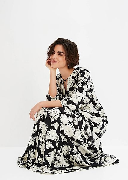 bonprix Maxikleid für Frühling und Sommer, aus Viskose, ausgestellte Passfo günstig online kaufen