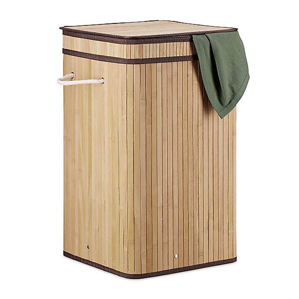 relaxdays Wäschekorb Faltbarer Wäschekorb Bambus, Natur günstig online kaufen