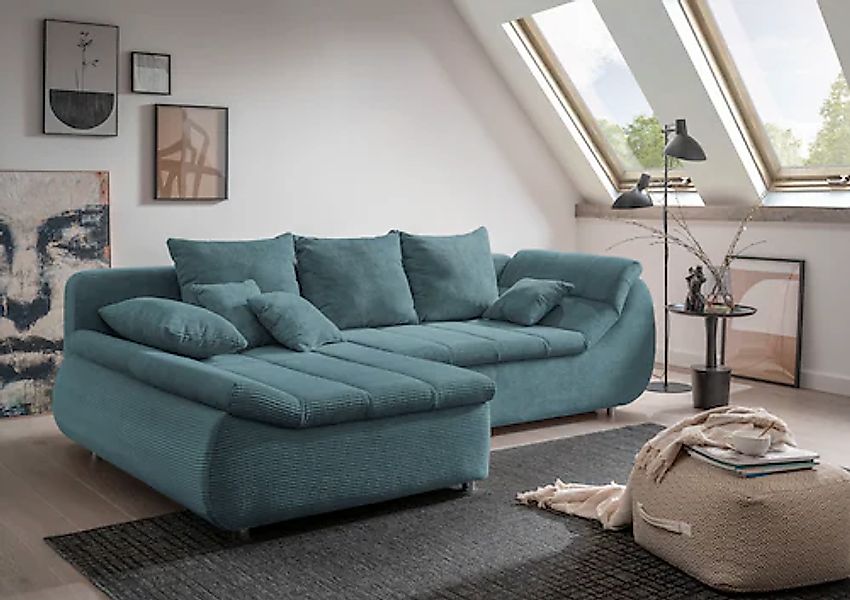 INOSIGN Ecksofa »Imola elegant und bequem, aktuelle Steppung im Sitz, L-For günstig online kaufen