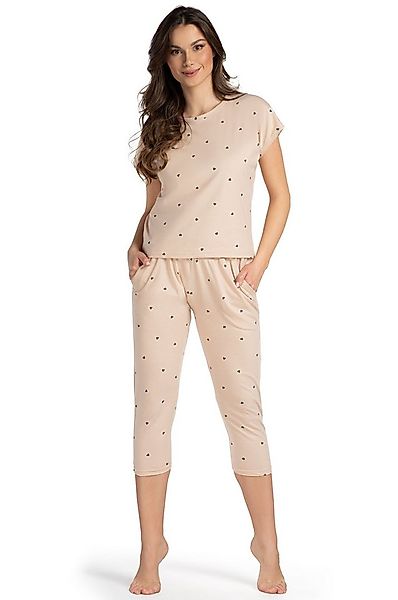 Mademoiselle Sommeil Capri-Pyjama Schlafanzug in zartem Beige mit schwarzen günstig online kaufen