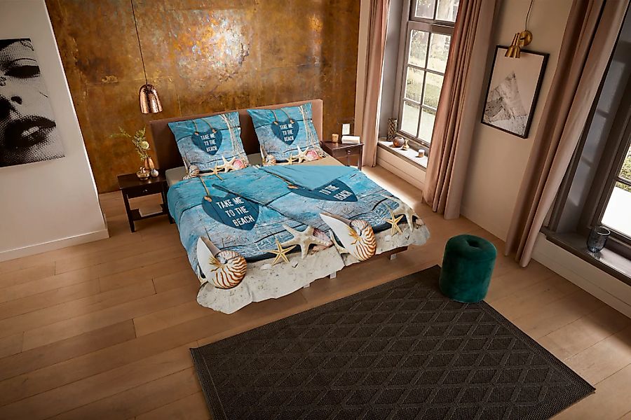 PURE luxury collection Wendebettwäsche "Beach heart" 2 Stk. tlg. Mikrofaser günstig online kaufen