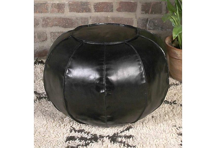 Casa Moro Pouf Ledersitzkissen Nishay schwarz mit Füllung Ø 52cm (Höhe 36cm günstig online kaufen