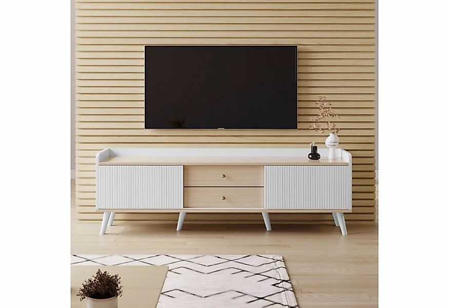 EXTSUD TV-Schrank Stilvoller TV-Schrank mit gestreiften Schiebetüren und vi günstig online kaufen