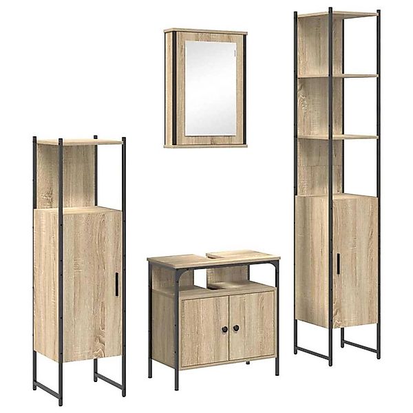 vidaXL Badezimmermöbel-Set mit Regal 4-Tlg Sonoma-Eiche Holzwerkstoff 33993 günstig online kaufen