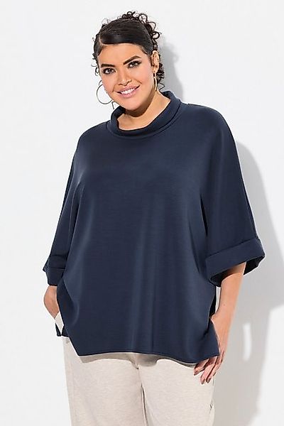 Ulla Popken Sweatshirt Sweat-Poncho Oversized Stehkragen Halbarm Modalmix günstig online kaufen