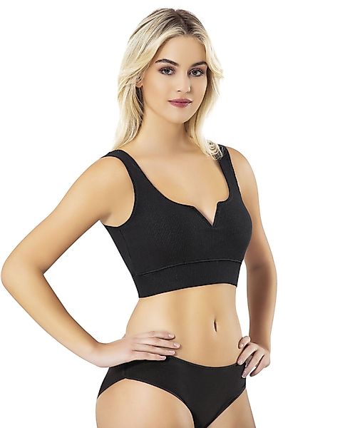 fashionshowcase Crop-Top mit V-Detail-Ausschnitt - geripptes günstig online kaufen