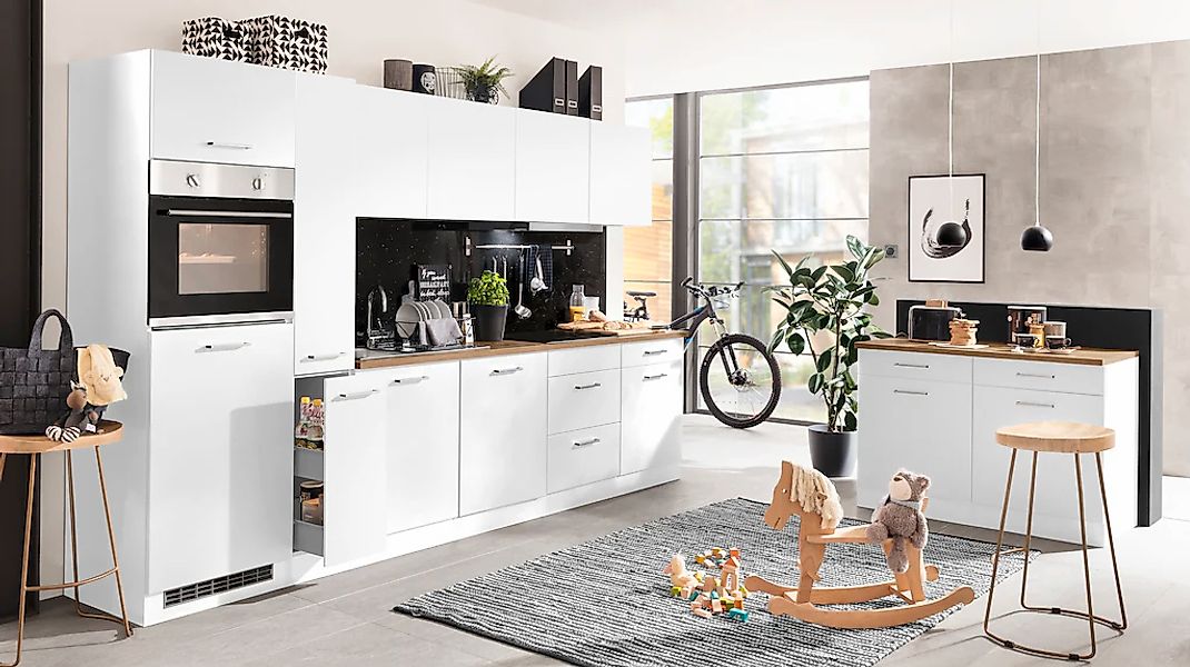 KOCHSTATION Küchenzeile »KS-Kehl« mit E-Geräten, Breite 330 cm, inkl. Kühls günstig online kaufen