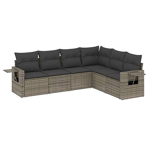 vidaXL 6-tlg Garten-Sofagarnitur mit Kissen Grau Poly Rattan Modell 156 günstig online kaufen