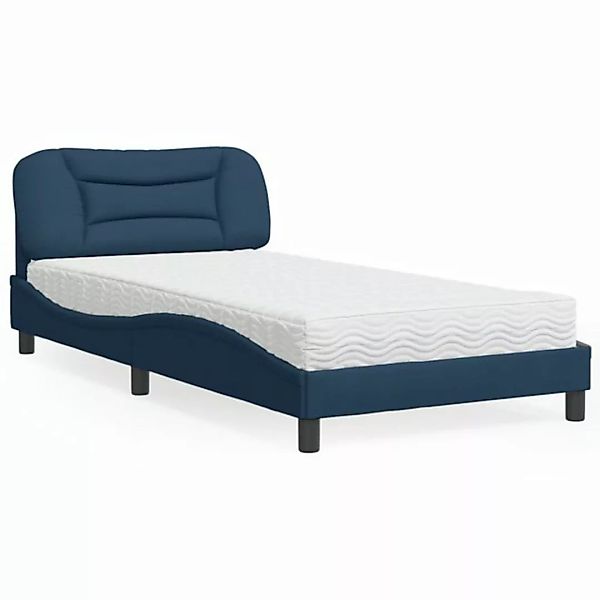 vidaXL Bett Bett mit Matratze Blau 100x200 cm Stoff günstig online kaufen